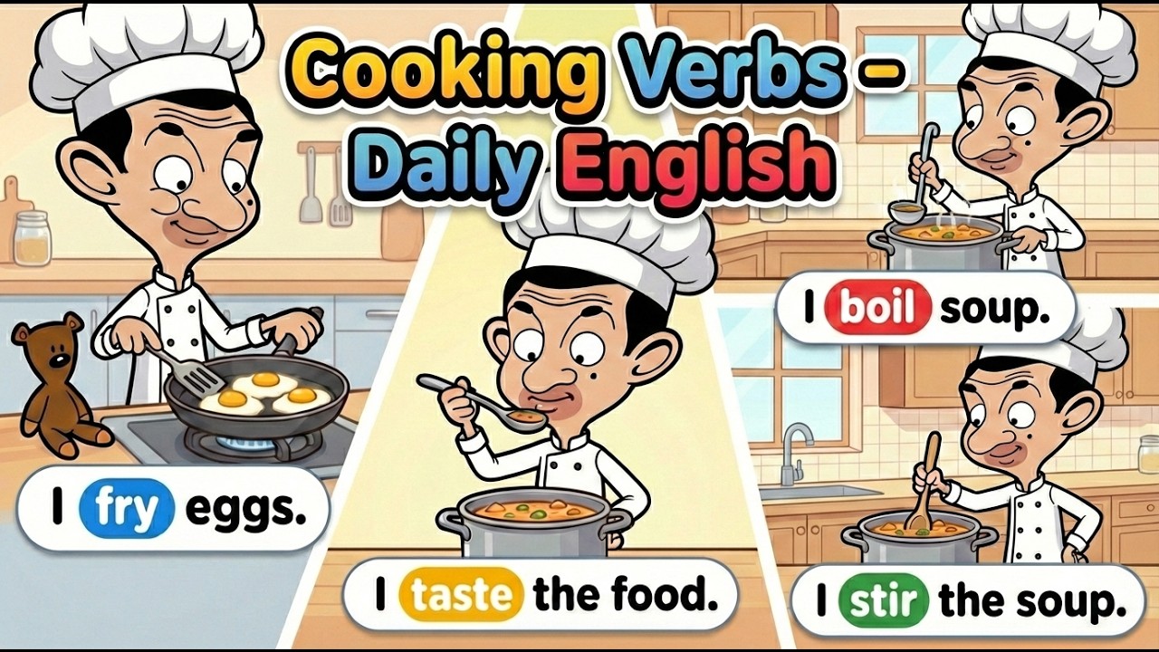 Cooking Verbs for Daily Kitchen English (A1)