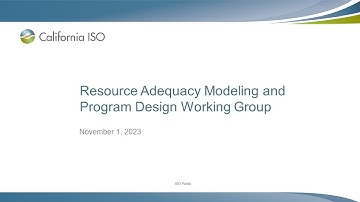 Nov 1, 2023 - Resource Adequacy Modeling and Program Design Working Group
