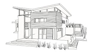 How to Draw a House with Trees - Modern Luxury House