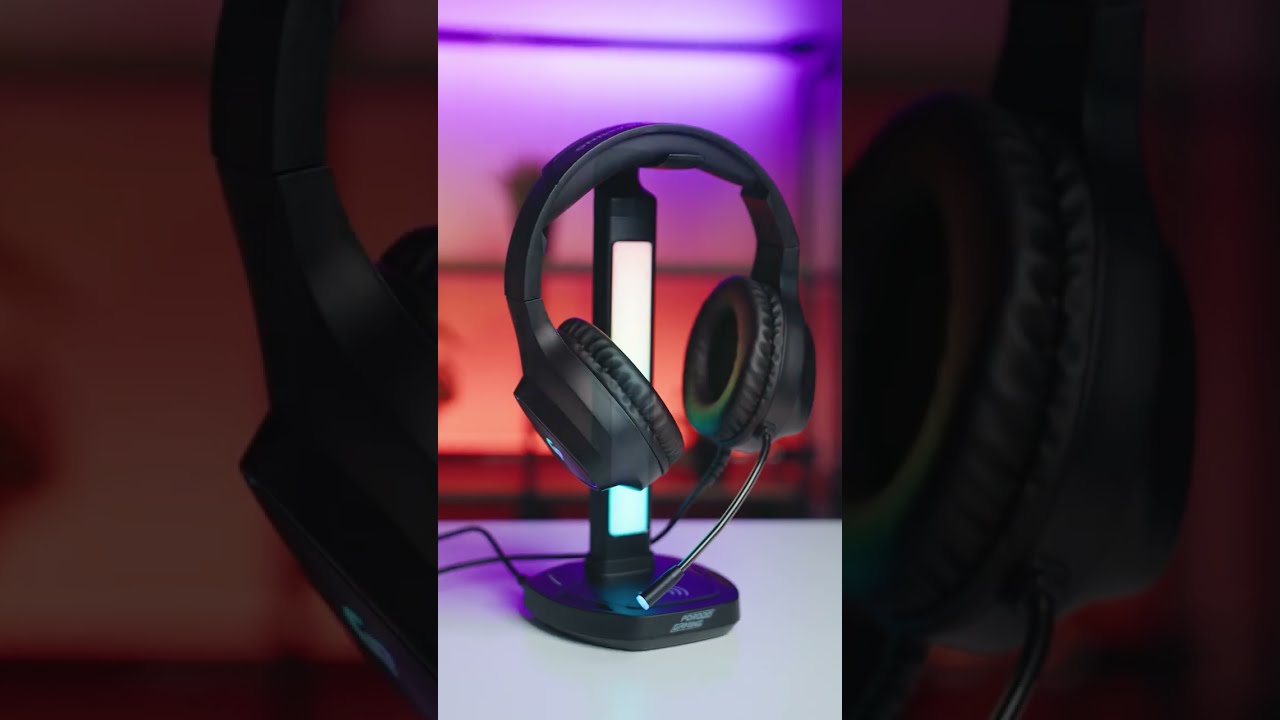 Porodo Gaming RGB Headphone Stand, Wireless Charging USB-C