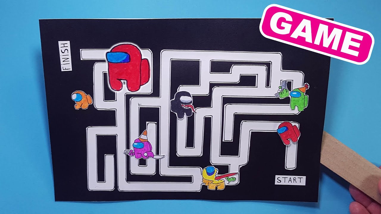 Cardboard Maze Game with Among Us. EASY PAPER CRAFT IDEAS - YouTube