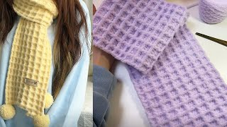 Cozy Waffle Stitch Scarf 🧶 | Easy Beginner-Friendly Crochet Scarf Tutorial