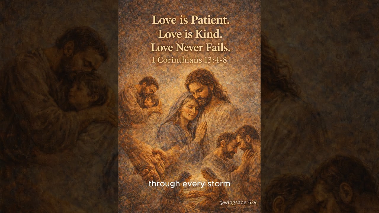 1 Corinthians 13:4-8. Love is patient, love is kind. Love never fails.