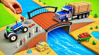 DIY Mini Truck Builds Brick &amp; Metal Railing Bridge | Fun Construction Science Project #4