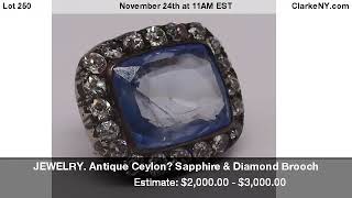 Jewelry Antique Ceylon? Sapphire Diamond Brooch