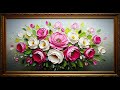 Pink & White Peonies — Textured Floral Painting in Gold Frame