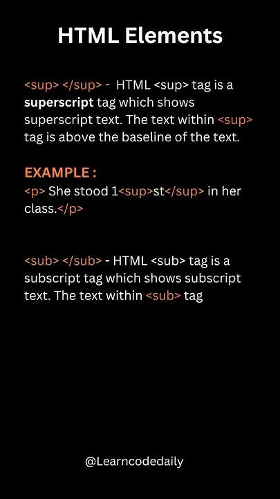 Superscript and Subscript Tags in HTML || #tutorial #viralvideo #video ...