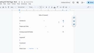 EE Format: Table of Contents