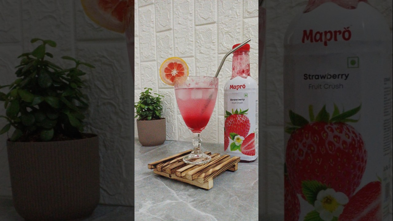 🍓 Strawberry Cooler in 5 Minutes | Mapro Strawberry Fruit Crush Recipe 