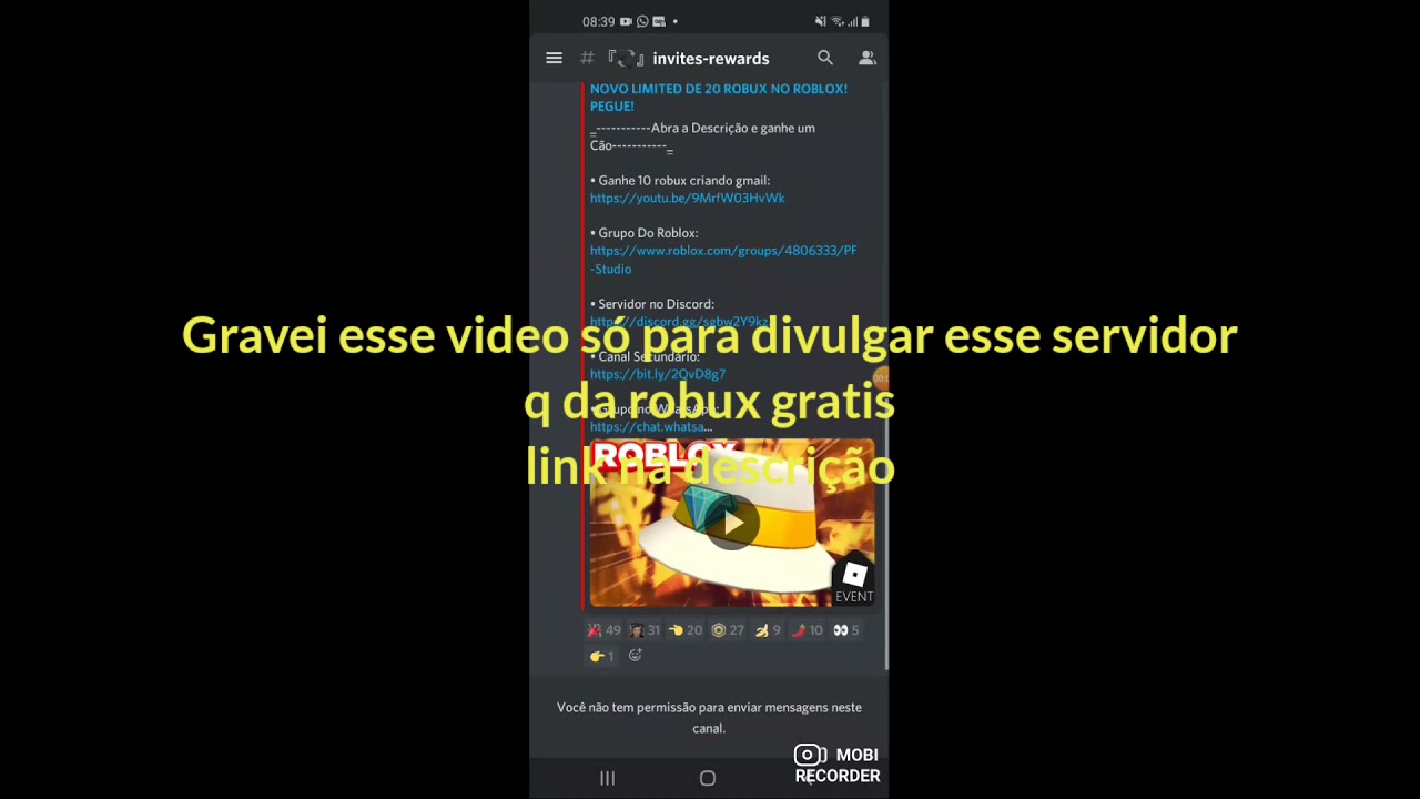 Divulgando Servidor Do Discord Q Da Robux Gratis Youtube - rewards ganhe robux gratis