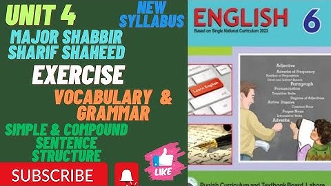 Major Shabbir Sharif Shaheed // Exercise Unit: 4 // Vocabulary &  Grammar // English Class 6
