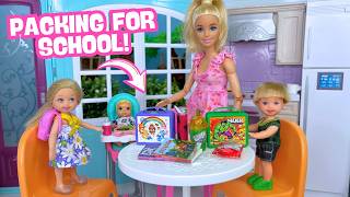 Barbie & Ken Doll Family Packing for Last Day of School