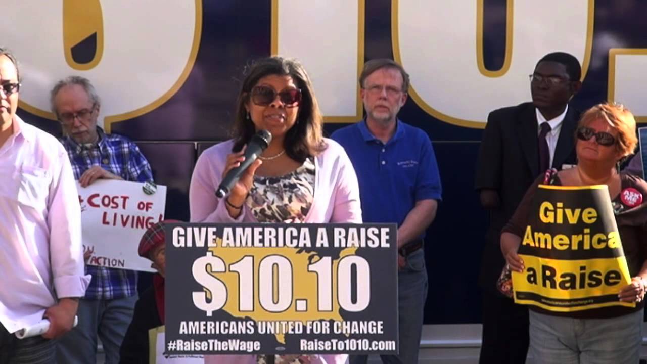 Elisa Freeman Carr at the 'Give America a Raise' Bus Tour Stop in ...
