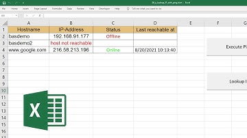 Lookup Hostname and Ping function using Excel