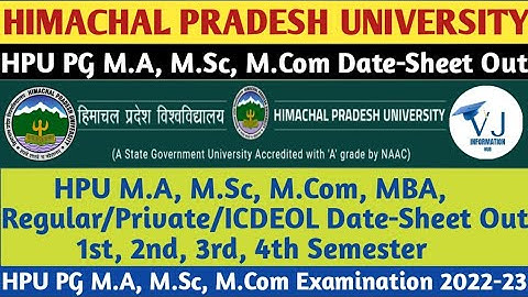 HPU MA, M.Sc, M.Com, MBA Date-Sheet Out|1st, 2nd, 3rd, 4th Semester|