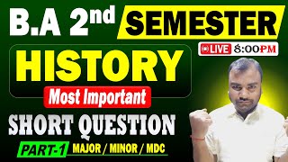 BA 2nd Semester History Important Short Question 2025 | Ba Semester 2 History Important Question