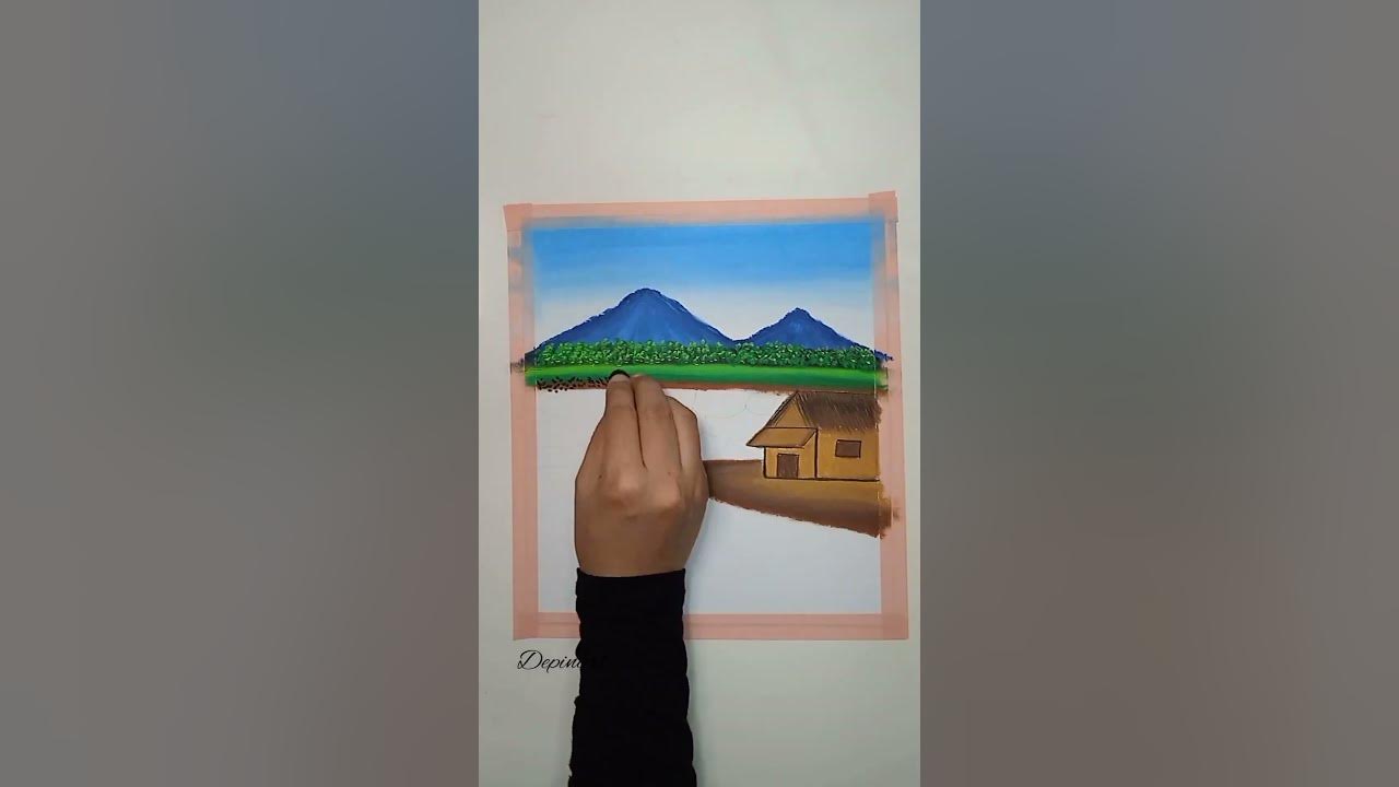 menggambar pemandangan gunung
