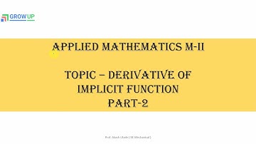 Applied Mathematics M2 - Derivative Of Implicit Function Part 2