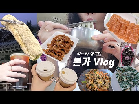 본가에서 힐링하는 브이로그｜신세계 백화점, 더현대 대구｜인절미 빵, 닭발, 연어, 비빔밥, 부추전, 칼국수... 많이도 먹었다