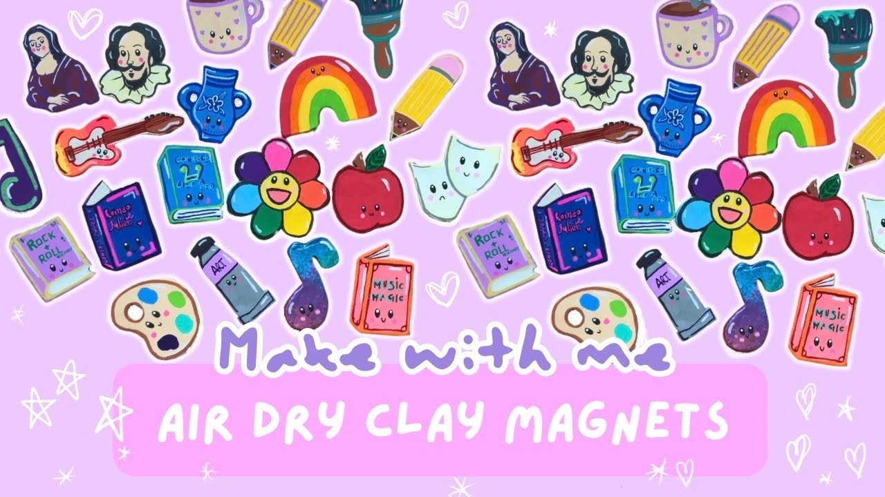 Studio Time - Making Cute Air Dry Clay Magnets [Teacher Themed] / Back ...