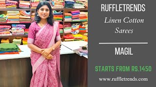Most Beautiful Office Wear Linen Saree with Ready wear blouse at Rs.1450 / Shop at ruffletrends.com screenshot 1
