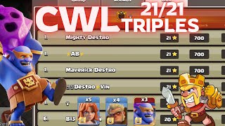 Triple Perfect Cwl With Speedbowlers in Champ1 CWL in Clash of Clans💥