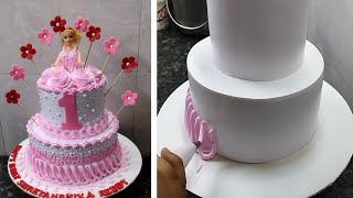 Two step Barbie Doll Cake Ideas |1St Birthday Two step Barbie Doll Cake |Girl Birthday Cake Design