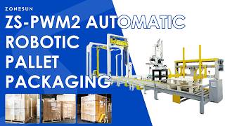 Max Efficiency: ZONESUN ZS-PWM2 Robotic Palletizing, Strapping & Rotary Arm Wrapping Production Line