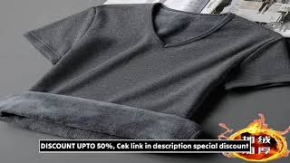 Plus Velvet Thickening short Sleeve Men T-Shirt V-neck Soft Warm Bottoming Shirt Warm Clothes Fleece screenshot 2