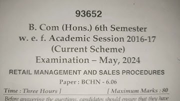 (MDU) B.COM Hons. 6th Sem Retail Management And Sales PROCEDURES QUESTION PAPER #shorts#videos#notes