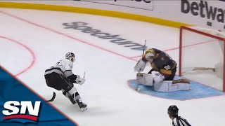 Matt Roy Delivers Slick Puck Flip And Sets Up The Trevor Moore Breakaway Goal Against VGK