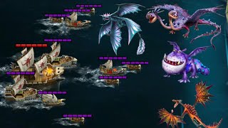 Defending Berk with all Exiled Dragons - Fleet 44 & 45 - Dragons:Rise of Berk
