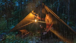 Camping ALONE in heavy rains