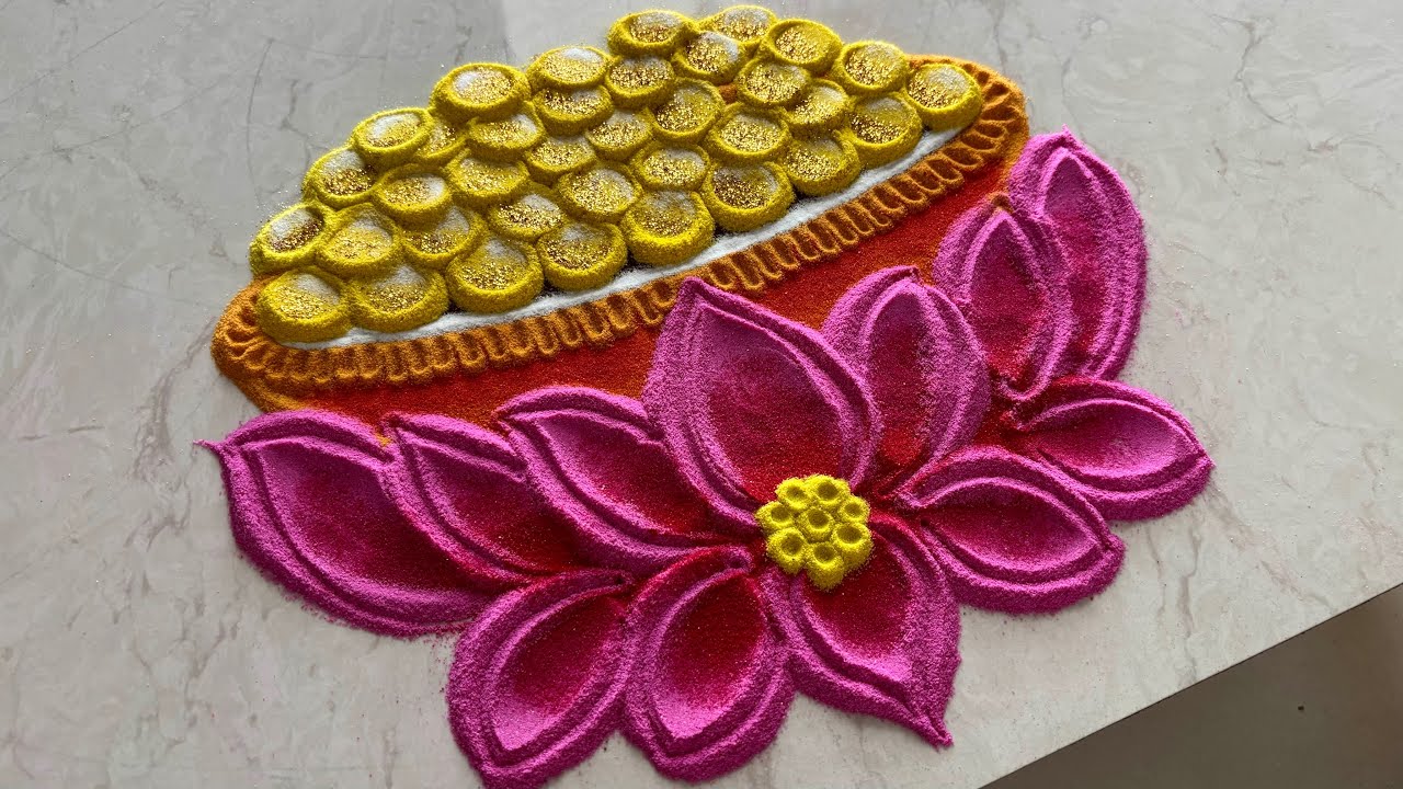 New dhanteras rangoli diwali special/ dhanteras rangoli/ लक्ष्मीपूजन रंगोली / easy diwali rangoli