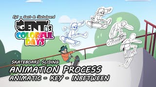 KEY - INBETWEEN - Animation Process - Skateboard Sliding Scene - GENT'S COLORFUL DAYS - EP1 - Zephyr