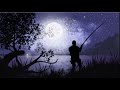 Fishing at lake  night ambience  Crickets  frogs  full moon  deep sleep 10 hours