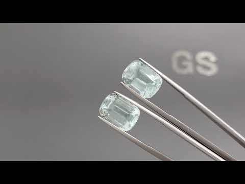 Pair of large cushion-cut blue aquamarines 16.12 ct, Mozambique Video  № 1