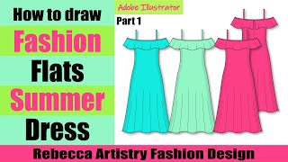 Adobe Illustrator Tutorials for Fashion Design Drawing/How to Draw Summer Dress PT1(easy to follow!)