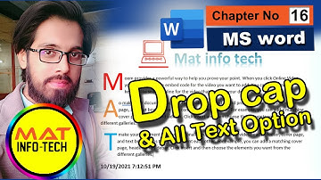 Drop Cap |word Art | Ch # 16 | Mat info Tech | MS Word | Abdul Mateen