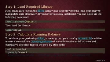 How to Use Lag Values in R: Calculating Running Balance with dplyr