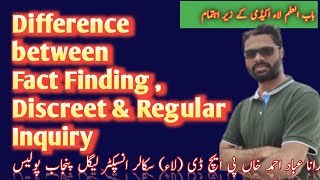 Difference between Fact Finding Inquiry Discreet Inquiry and Regular Inquiry Service Law