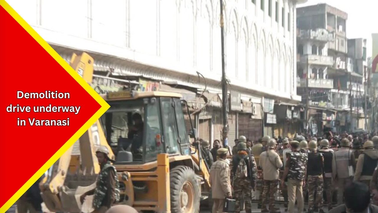 Demolition drive is carried out in Dalmandi area of ​​Varanasi as part of a road widening project...