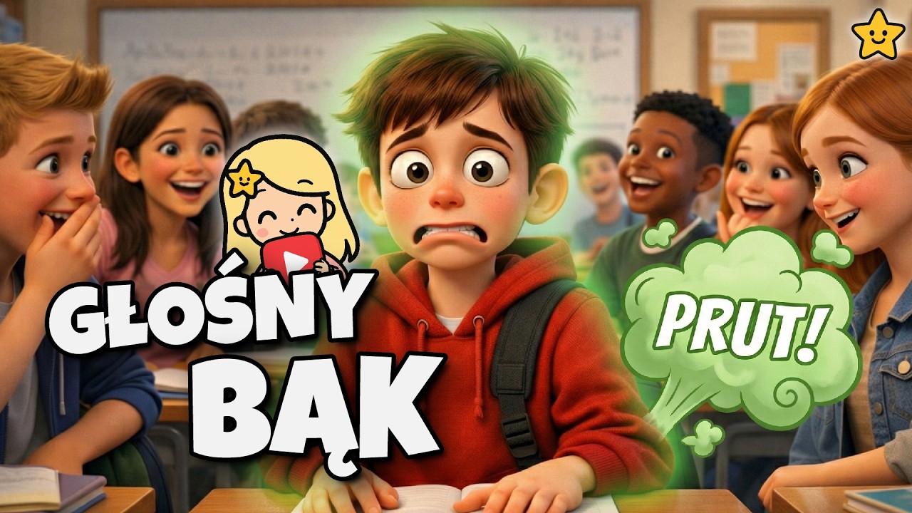 😆💨 Głośny Bąk w Szkole - Opowiadanie z animowanymi ilustracjami - Bajka do słuchania 😆💨