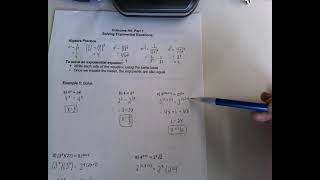 12 PreCal - Lesson H4 Part 1 Solving Exponential Equations