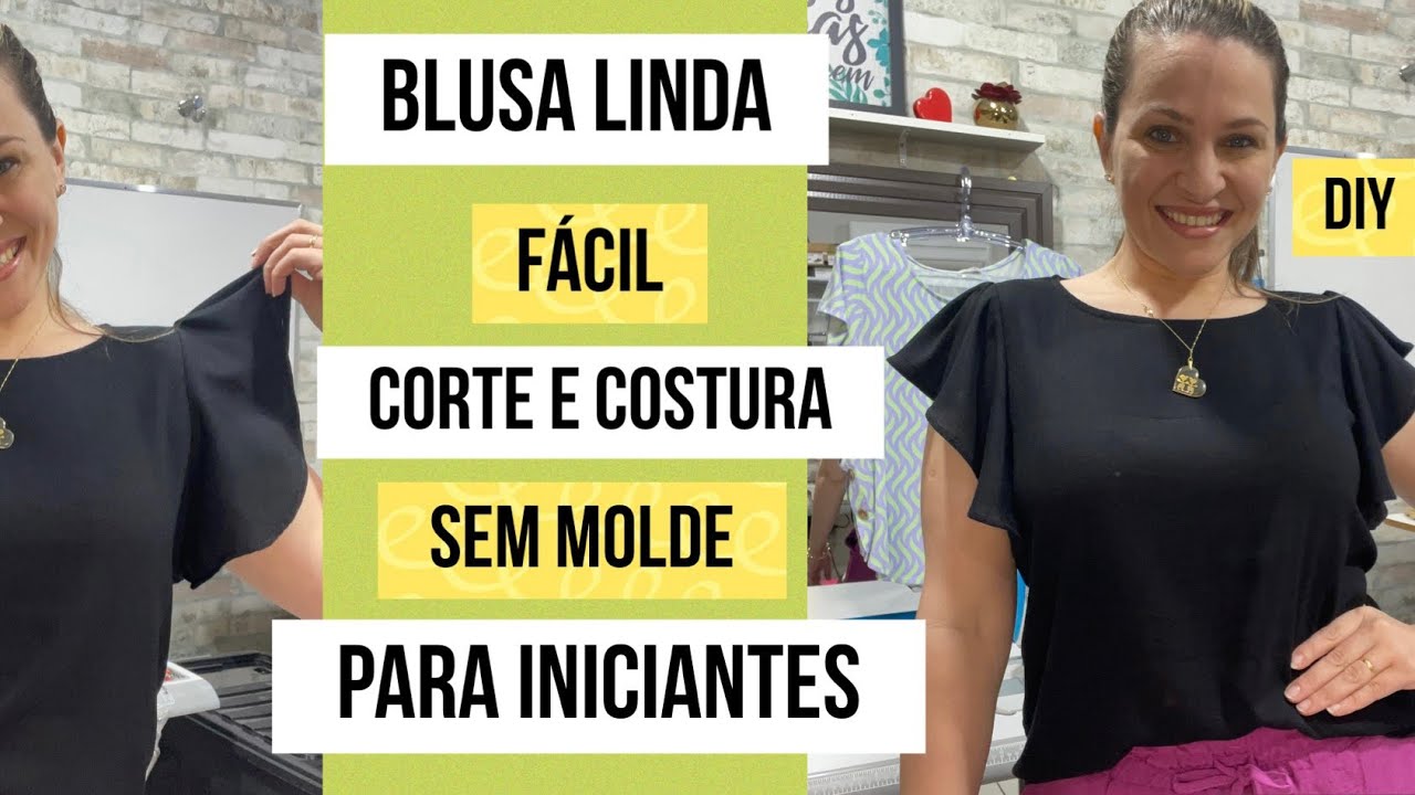 CORTE E COSTURE BLUSA LINDA COM MANGA GODE SEM MOLDE- Fácil para iniciantes, 