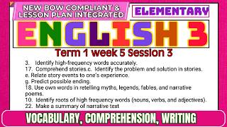 English 3 | Term 1 Week 5 Session  3 | Vocabulary, Comprehension, Writing