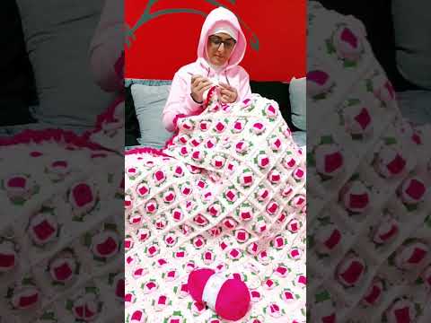 كروشيه مفرش وحدة وردة الجوري