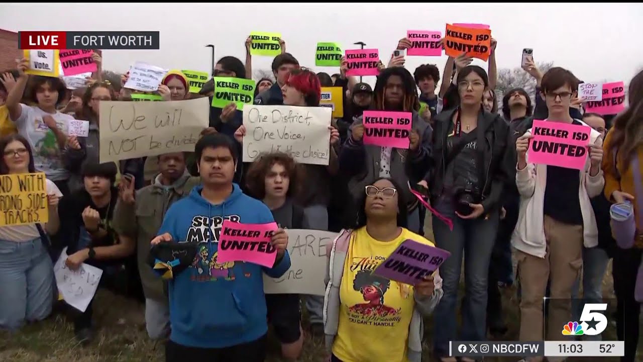 Students walk out of class in protest of Keller ISD split | NBCDFW ...