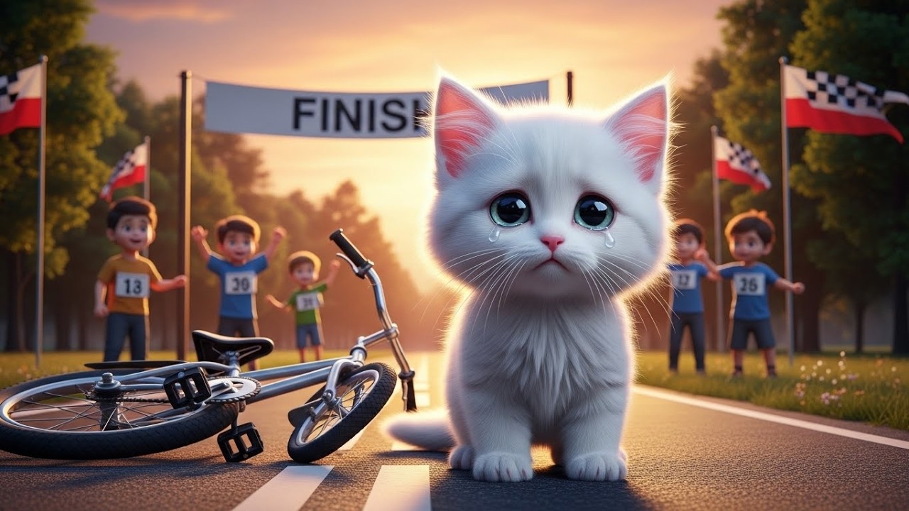 Mama cat--The kitten's bike race was a success, despite having a worn-out bike.🚲😻