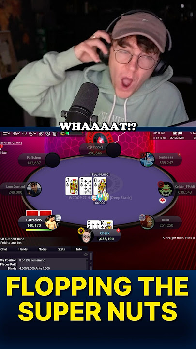 LAYING THE TRAP WITH A STRAIGHT FLUSH!! 👀👀 #poker #pokerstars #wcoop